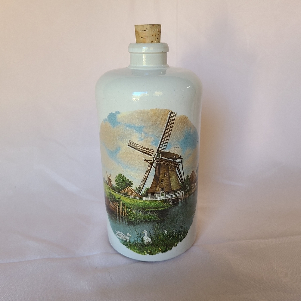 Vintage MKM Max Kruger Stoneware Pottery Salt Glaze Holland Windmill Wine Jug